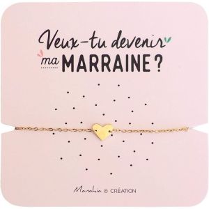Kalsw-Bracelet Annonce Marraine Coeur Inoxydable-Veux-Tu Devenir Ma Marraine?-Cadeau Marraine-Annonce Naissance-Annonce Baptême-Demande Surprise Future Marraine - Neuf