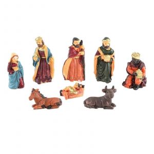 Ensemble de cr&egrave;che de 8 pi&egrave;ces,figurines de d&eacute;coration de No&euml;l traditionnelles pour l'affichage de la cr&egrave;che &agrave; la maison - Neuf