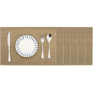 Sjzg-Sets De Table En Similicuir Lot De 6, Sets De Table R&eacute;sistants &Agrave; La Chaleur Tapis De Table &Agrave; Manger Lavables Imperm&eacute;ables Et Essuyables Set De Table Antid&eacute;rapant, Abricot - Neuf