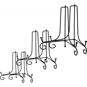 Support Assiette Decorative En Fer Noir (Lot De 6)-3 Tailles 10,15 Et 20 Cm-Chevalet Pour Assiette D&eacute;corative,Photos,Art De La Table Et Livres - Neuf