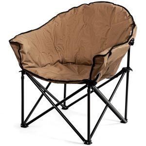 Chaise De Camping Pliante 82 X 62 X 90 Cm Assise Ergonomique Et Porte-Gobelet Design Moderne En Tissu Oxford Marron Helloshop26 20_0011144 - Neuf
