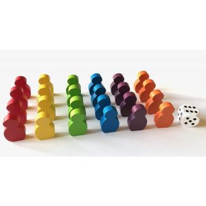 Eryi-Jeu De Figurines En Bois Pour Ludo - Matériel De Jeu Pour Jeux De Société (Grandes Figurines À Coller 21 X 34 X 8 Mm, 6 X 4 Figurines + 1 Dé) - Neuf