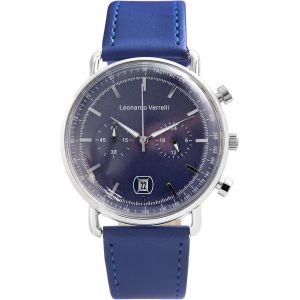 Eryi-2900207 Montre Chronographe À Quartz Analogique Pour Homme Avec Bracelet Imitation Cuir Affichage De La Date, Bleu, Sangles - Neuf