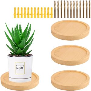 4 Pièces Etagere Murale Ronde, Ø15cm Mini Etagere Murale avec Vis, Étagères Murales Bois pour Plantes, Bougie, Photos Exposition - Neuf