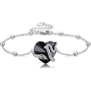 Bracelet Serpent Argent 925 Bracelet Serpent Serpent Noir Coeur Serpent Serpent Bijoux Gothique Serpent Accessoires Femmes - Neuf
