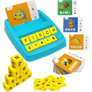 ERYI-Jeu Éducatif D'Orthographe Allemande, Jouet Montessori Avec 64 Cartes Flash Deutsches Jeux D'Apprentissage Des Lettres Pour Fille Garçon À Partir De 3 À 6 Ans Cadeau De Rentrée Des Classes - Neuf