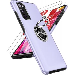 Kal-Coque Pour Samsung Galaxy S20 Fe 5g/4g Avec 2 Verre Trempé Vitre Protection Et Anneau Telephone, Militaire Pc Et Tpu Silicone Etui Antichoc Housse Pour Samsung Galaxy S20fe 5g/4g - Mauve - Neuf