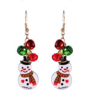 Kal-Bonhomme De Neige Rouge Vert Clochette De No&euml;l Tinkle Ornement Pendantes Boucles D'oreilles Pour Femmes Hame&ccedil;on Pendant Suspendu Hypoallerg&eacute;nique Vacances Festival F&ecirc;te Bijoux Cadeau - Neuf