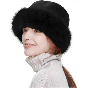 Chapeau de seau d'hiver Moelleux Fausse fourrure P&ecirc;cheur En Peluche Chapeaux Chauds Mignon Chapeau De Seau Flou Pour Femmes Premium - Neuf