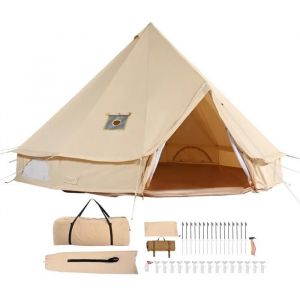 Tente Cloche En Toile-Duoku-7 M-Avec Prise Pour Po&ecirc;le-Respirante-12 Personnes-Pour Le Camping, La Chasse En Plein Air Et Les F&ecirc;tes - Neuf