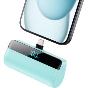 Thef-Batterie Externe 5200mah Pour Iphone 16/15 Series, Pd Charge Rapide Usb C Power Bank Avec Écran Lcd Chargeur Portable Compatible Avec Iphone 16/15 Plus Pro Max, Samsung S24/23, Huawei Etc - Vert - Neuf