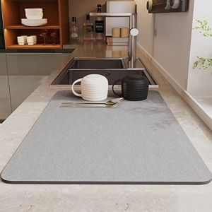 Cmws-Tapis Égouttoir Absorbant Évier, 40x50cm Tapis De Machine À Café, Silicone Antidérapant Tapis Vaisselle, Egouttoir Séchage Rapide, Tapis De Sechage Vaisselle Pour Cuisine, Bar Et Évier (Gris) - Neuf