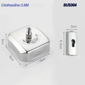 Support De Séchage Mural Extensible En Acier Inoxydable,Corde À Linge Rétractable Murale,Ligne De Vêtements Coupe-Vent,Cintre À Linge Antidérapant.3.8M Square. - Neuf