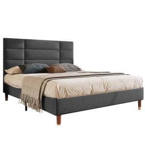 Lit rembourr&eacute;, lit double avec sommier &agrave; lattes, cadre de lit rembourr&eacute; 140x200cm avec t&ecirc;te de lit (matelas non inclus) - Neuf