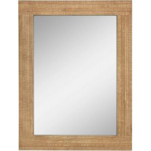 SUBZONAL-Miroir Mural rectangulaire avec Cadre en Bois Naturel avec Supports de Suspension attach&eacute;s, d&eacute;coration Rustique pour Salon, Chambre, Salle de Bain, Couloir et entr&eacute;e 61 x 45,7 cm - Neuf