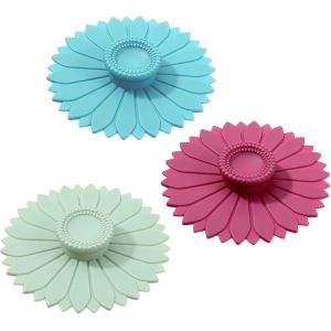 Kalanka-Lot De 3 Couvercles En Silicone Pour Tasses &Agrave; Th&eacute;, R&eacute;utilisables, Color&eacute;s, R&eacute;sistants &Agrave; La Poussi&egrave;re, De Qualit&eacute; Alimentaire, Pour Tasses, Tasses &Agrave; Caf&eacute; - Neuf