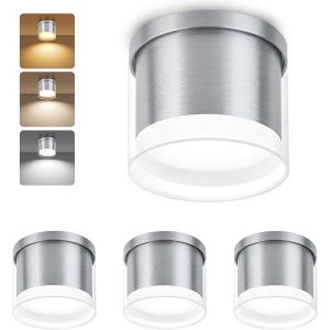 KAL-Led Spot En Saillie Orientable, 7W 800Lm Ø90×86Mm Spots De Plafond, 3000K/4000K/6500K Spot Led, Aluminium Rond Gris Plafonnier Spot Led Orientable 4 Pièces - Neuf