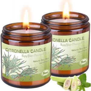 Bougie à la citronnelle efficace pour l'extérieur, dans un verre, 150 heures de grosses bougies parfumées à l'extérieur, en cire de soja naturelle et à l'huile de citrons, pour l'été, pour terrasse - Neuf
