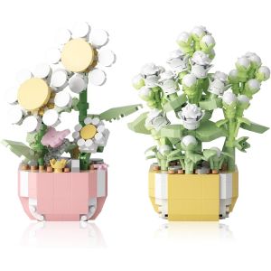 KALWL-2 Pi&egrave;ces Mini Bloc De Construction De Fleurs 473 Pcs+339 Pcs (Marguerite+Gypsophile) Construction Fleur Bonsa&iuml; Kit Brique De Construction Pour D&eacute;coration De Maison Collection - Neuf