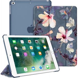Coque Pour Ipad 6ème/5ème Génération Version 9.7 Pouces 2018/2017 - Etui Mince Et Léger Housse Arrière Semi-Transparent Support Protecteur Sommeil/Réveil Automatique, Fleur Hibiscus.[F2875] - Neuf