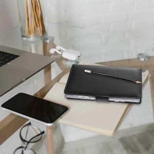 14 Cartables A6 Avec Couverture En Cuir,Cartable Économique 6 Anneaux Avec Enveloppe D'argent,Cartable Économique (Noir) - Neuf