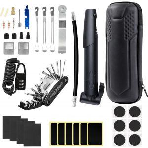 Subzonal-Kit Reparation Velo 38pcs V&eacute;lo R&eacute;paration Outil Avec Outil Multifonction 16 En 1,Mini Pompe 120 Psi, Kit De Patch, Leviers De Pneu Kit Crevaison Velo Pour Bicyclette, Vtt, Cyclisme - Neuf