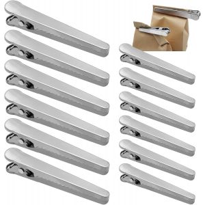 Jexnovashop-12 Pi&egrave;ces Pince Sachet Alimentaire, Pince Alimentaire Inox, 11.5/8cm Clip Fermeture Sachet, Clip Fermeture Cuisine R&eacute;utilisable Pour Emballage Cuisine Bonbons Snack - Neuf