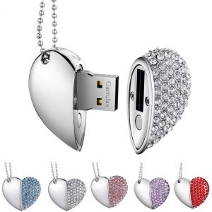 Cle USB,Premium imperméable clé USB2.0,8Go / 16 Go / 32Go Cles USB Type de Coeur Diamant Stockage de données Haute Vitesse Memory Stick Pendrive.[T50] - Neuf