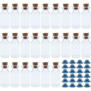 Lbgwp60-24 Bouteilles De Souhaits, Mini Bouteilles En Verre, Avec Bouchon En Liège Et En Caoutchouc, Bouteilles Pour Cadeaux De Noël, Pour Bricolage, Mariage, Cadeaux De Fête (16 * 35mm) - Neuf