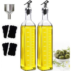 Bhhbb-Bouteille Huile Olive, 500 Ml Distributeur D'huile D'olive, Entonnoir En Acier Inoxydable, Récipient Pour Bouteille D'huile D'olive Avec Graduation Transparente, Pour Cuisine Et Barbecu - Neuf