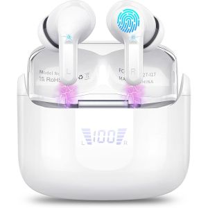 Ecouteurs Bluetooth sans Fil, 2025 Oreillette Bluetooth 5.4 HiFi St&iquest;&iquest;r&iquest;&iquest;o 3D, 48Hrs Ecouteurs sans Fil avec CVC8.0 Antibruit Mic, IP7 &iquest;&iquest;tanche Casque san Fil Sport &iquest;&iquest;cran LED, USB-C pour Android/iOS - Neuf