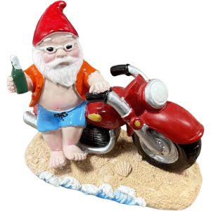 Mevronisshop-Nain De Jardin Amusant En Forme De Moto - Décoration De Jardin Pour L'extérieur - Figurine En Résine Faite À La Main Pour Balcon, Terrasse Et Pelouse - Cadeau De Moto Pour Homme (15 Cm) - Neuf