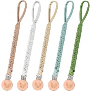 Lot De 5 Attaches-T&eacute;tines En Coton,Tiss&eacute;es &Agrave; La Main,En Coton Doux,Pour &Eacute;viter Que La T&eacute;tine Ne Tombe,Cadeau De Naissance,Convient Aux Gar&ccedil;ons Et Aux Filles,&Agrave; Fixer Sur Les V&ecirc;tements - Neuf