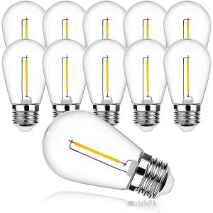 Ampoule Led E27 S14,Ampoule Edison Vintage 1w, Ampoules R&eacute;tro Blanc Chaud,&Eacute;quivalent Lampe &Agrave; Incandescence 5w,Plastique,Pour Ampoule Cha&icirc;nes Lumineuses Ext&eacute;rieures S14,Lot De 10 - Neuf