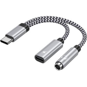 KALANKA-Adaptateur USB C Jack 2 en 1, Adaptateur USB C vers Jack 3,5mm, Adaptateur Casque USB C, Compatible avec iPhone 17 Pro Max/16/15, Samsung Galaxy S25, S24, S23, A45, A55 5g, Xiaomi, Google Pix - Neuf