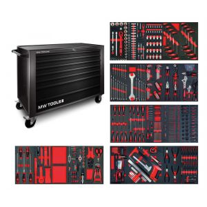 Servante d'atelier complète large, noire XL 514 outils MW Tools MWE512G3B - Neuf