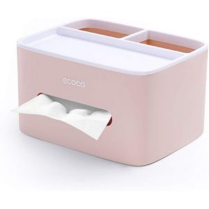 Boîte à mouchoirs, boîte à mouchoirs en PVC, boîte multifonction, porte-stylo, support de télécommande, porte-mouchoirs, boîte de rangement, boîte à mouchoirs cosmétiques (rose) - Neuf
