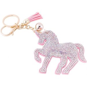 Kal-En Rose Mignonne Coeur Keychain Bling Ss6 Premium Cristal De Voiture Porte-Clés Valise Sacs À Dos Accessoires Charme Avec Glands Pour Les Femmes Filles (Cheval) - Neuf