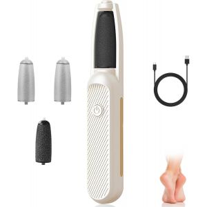CHECARZHN--NO1-Rapeuse Pieds Electrique, Ponceuse Pieds Electrique, Livré Avec Un Câble De Chargement Usb Et 4 Limes À Pieds Remplaçables, Râpe Electrique Pieds 3 Vitesses, Blanc - Neuf