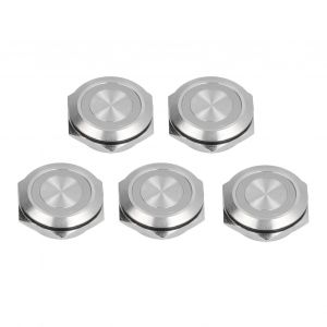 XYONG Lot de 5 interrupteurs a bouton-poussoir momentanes en metal, reinitialisation automatique, ultra-minces, etanches, avec LED 25 mm, AC 220 V, vert - Neuf