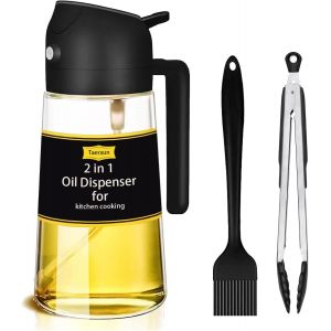 KALANKA-Pulv&eacute;risateur d'huile pour la cuisson dans la cuisine, spray d'huile et versement, 2 en 1, en verre, 470 ml, convient pour friteuse &agrave; air chaud, p&acirc;tisserie, barbecue, etc. Noir - Neuf