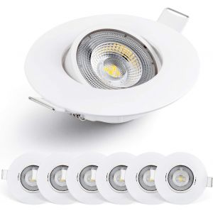 Emos Spot Led Encastrable 230v, 5w / 450lm, 50° Orientable, Plafonnier Led Encastré, Blanc Neutre 4000k, Lot De 3 Spots De Plafond Pour L'intérieur, Extra Plat, Ronde, Noir - Neuf
