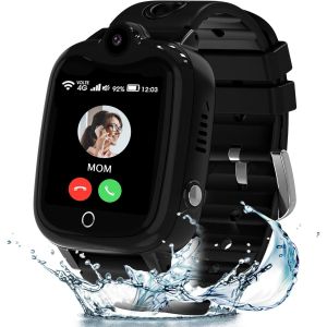 Montre Connectée Enfant, Montre Connectée Gps Enfant Avec Téléphoniques Et Appel Vidéo, Chat Familial, Mode Classe, Bouton Sos, Ip68, Cadeau Pour 3-12 Ans (Noir-Gps) - Neuf