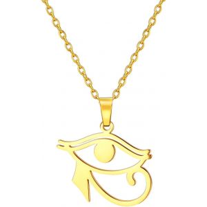 Kal-Oeil D'horus Ankh Collier Pour Femmes Hommes Acier Inoxydable Ancien Oeil D'horus Égyptien Avec Signe De Vie Égyptien Croix Ankh | Double Aile Collier Pendentif Amulette Bijoux - Neuf