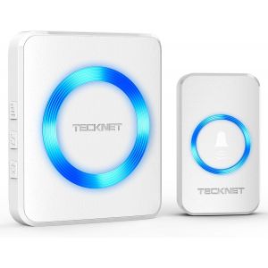 Sonnette sans Fil Exterieur Étanche, IP65 Étanche 400 Mètres Sonnette Electronique, 60 Mélodies 5-Niveaux LED Bleu, pour Maison, Hôtel, Urgence-Noir - Neuf