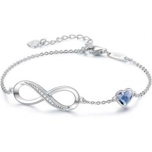 Eryi-Bracelet Femme Argent Infini, Bracelet Pour Femme En Argent Avec Zircone Cubique Signe Infini C?ur Bijoux Cadeaux Pour Femme Mère, Oxyde De Zirconium - Neuf