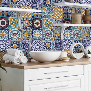 Eryi-- Autocollants Carrelage Salle De Bain Et Cuisine 10 Pcs 20x20 Cm - Ps00033 Décoration Murale En Carrelage Mosaïque Pvc Imperméable Style Carreaux De Ciment Azulejos - Neuf