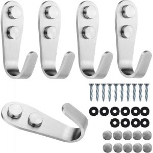 TZF-5 pi&egrave;ces Pat&egrave;re Murale en acier inoxydeble, Crochet en J avec vis porte manteau mural pour sac de chapeau de v&ecirc;tements de cuisine de salle de bains Pat&egrave;re &agrave; manteau - Neuf