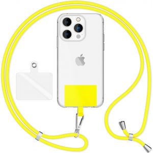 Kal-Holdme Air Lanière Universelle Avec Pad, Tour De Cou Pour Étui De Téléphone Portable, Bande Avec Mousqueton En Métal (Argent), Chaine Cordon Réglable 160 Cm, Lanyard Sangle, Couleur:Jaune - Neuf