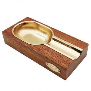 Cendrier à cigares en métal cuivré avec base en bois massif - Accessoires pour cigares (bois rouge) - Neuf